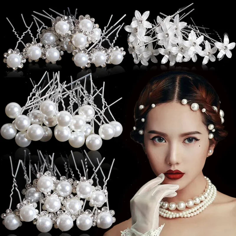 20pcs Women U-shaped Pin Metal Barrette Hair Clip Hairpins Simulated Pearl  Hair Accessories  Hairstyle Tools