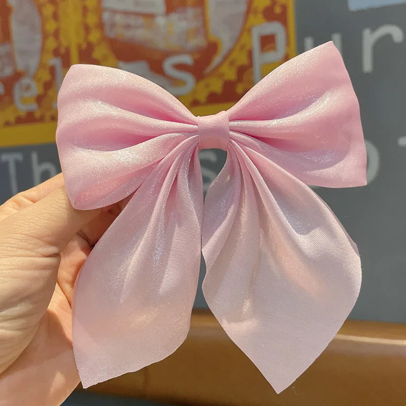 Big Hair Bow Ties Hair Clips Satin Two Layer Bow for Women Bowknot Hairpins Trendy Hairpin Girl Hair Accessory