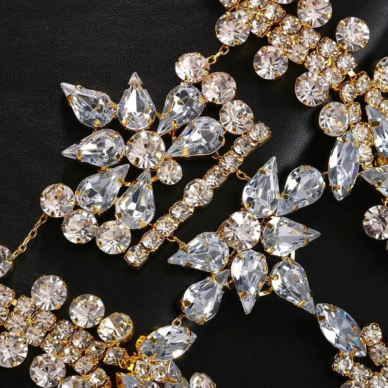 Rhinestone Bra Rave Chain Glitter Jewelry  Geometry Hollow Crystal Body Chain