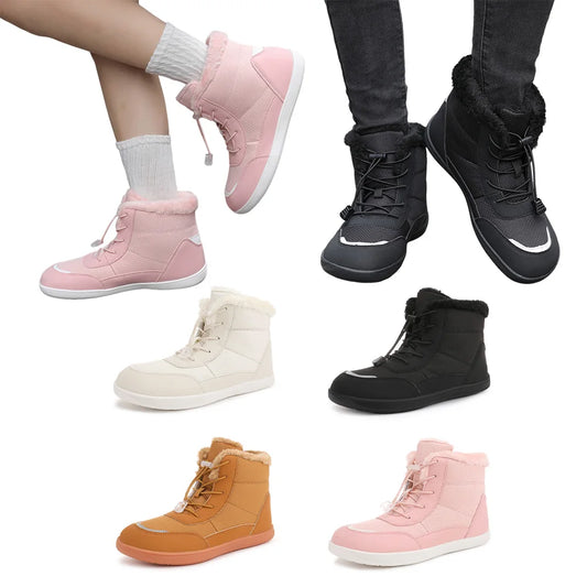 Winter Snow Boots Fur Lined Barefoot Boots Wide Toe Box Ankle Booties Walking Boots Outdoor Hiking Boots