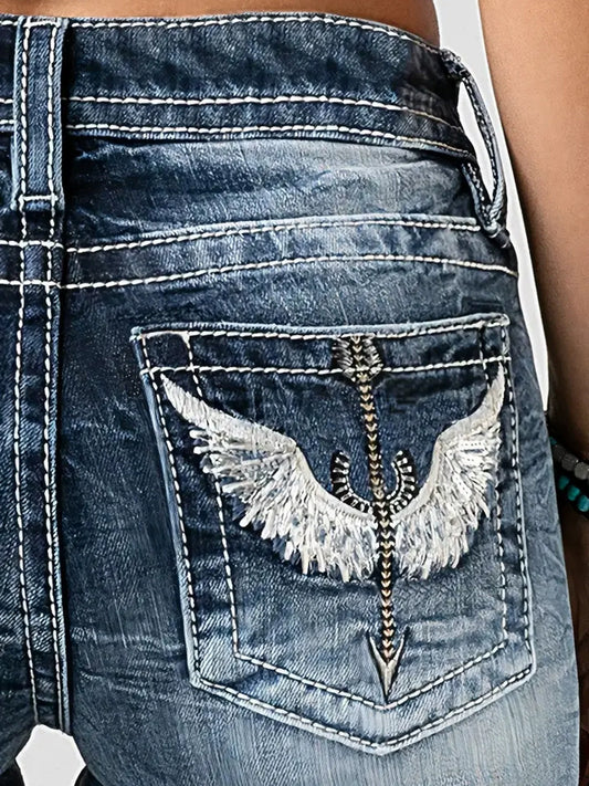 Women's Denim flared pants European and American style casual jeans suitable for daily travel
