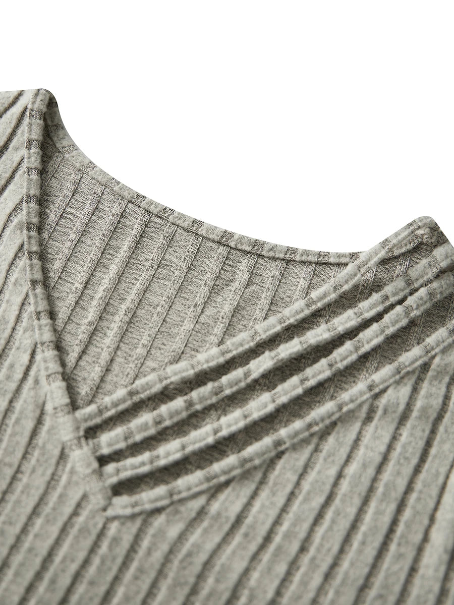 Plus Size Women s V Neck Sweater with Cut Out Detail and Ribbed Knit Design Long Sleeve Pullover