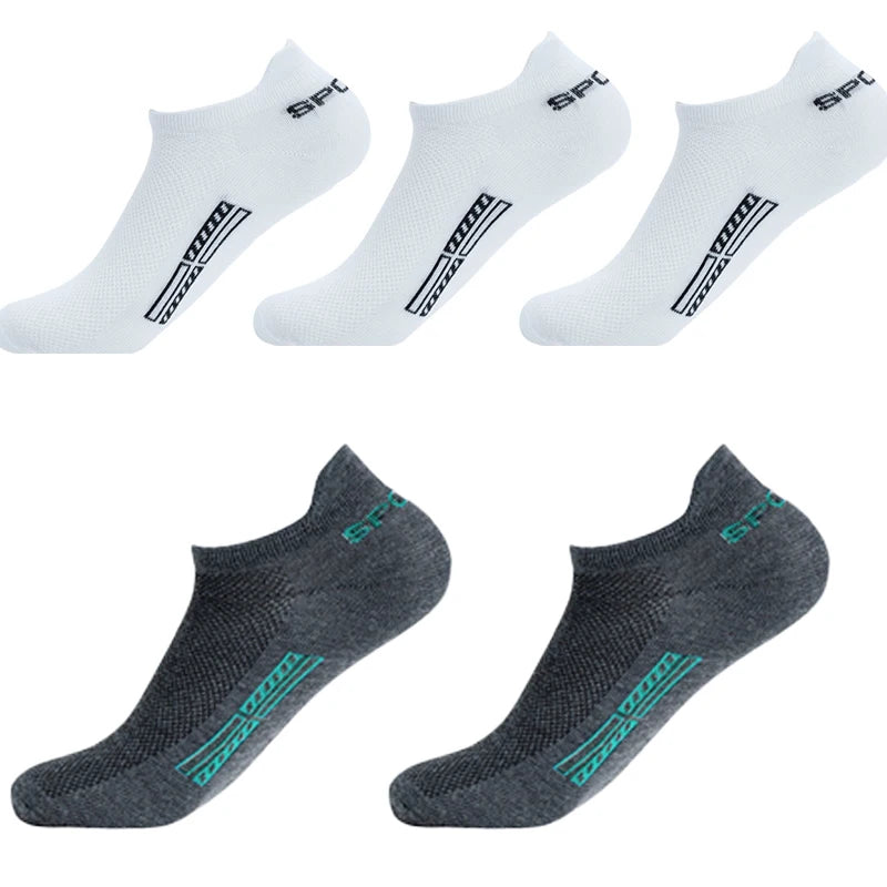 5 Pairs/Lot High Quality Men Ankle Socks Breathable Cotton Sports Mesh Casual Athletic Thin Cut Short Plus Size