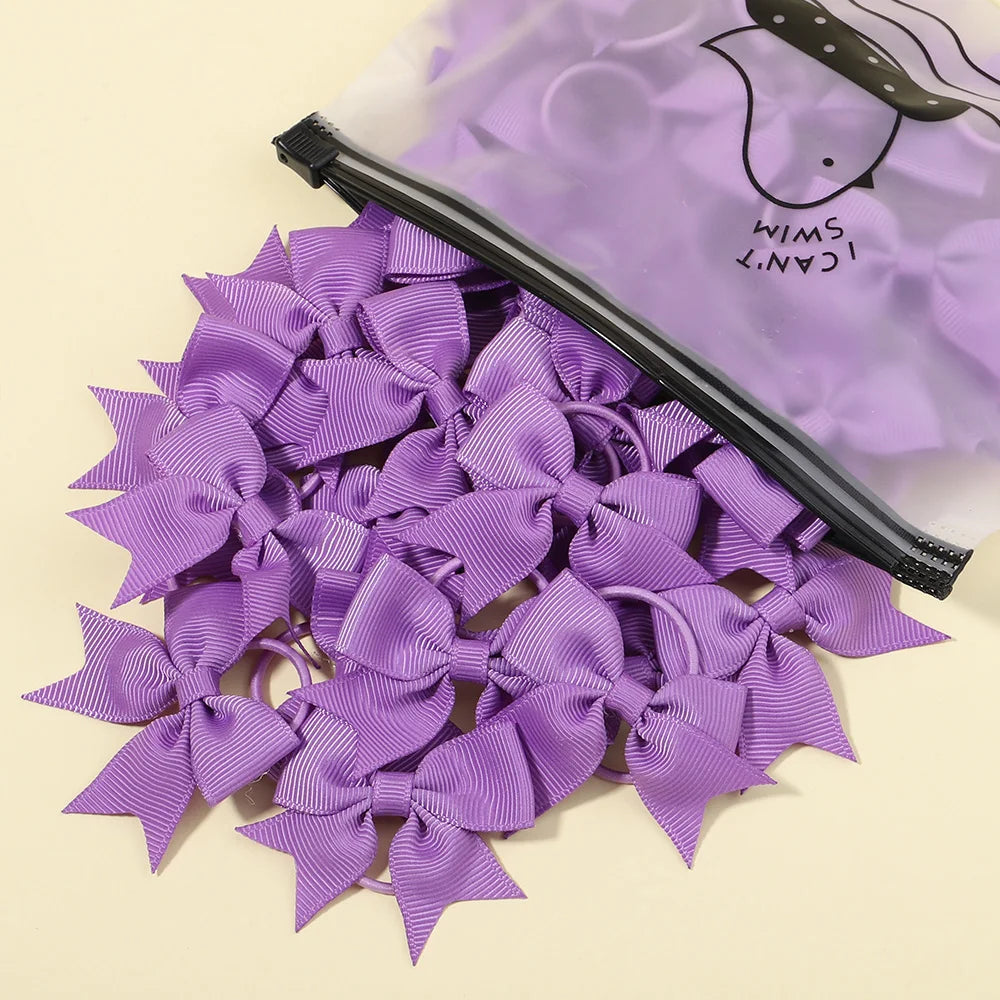 5/10/20Pcs Mini Solid Bows Elastic Hair Bands Small Rubber Band Hair Rope Ponytail Holder Headwear Hair Accessories