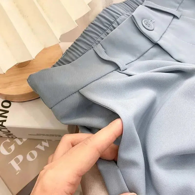 Fall Spring Suit Pants Women Fashion Elastic High Waist Casual Trousers Woman Solid Office Pant