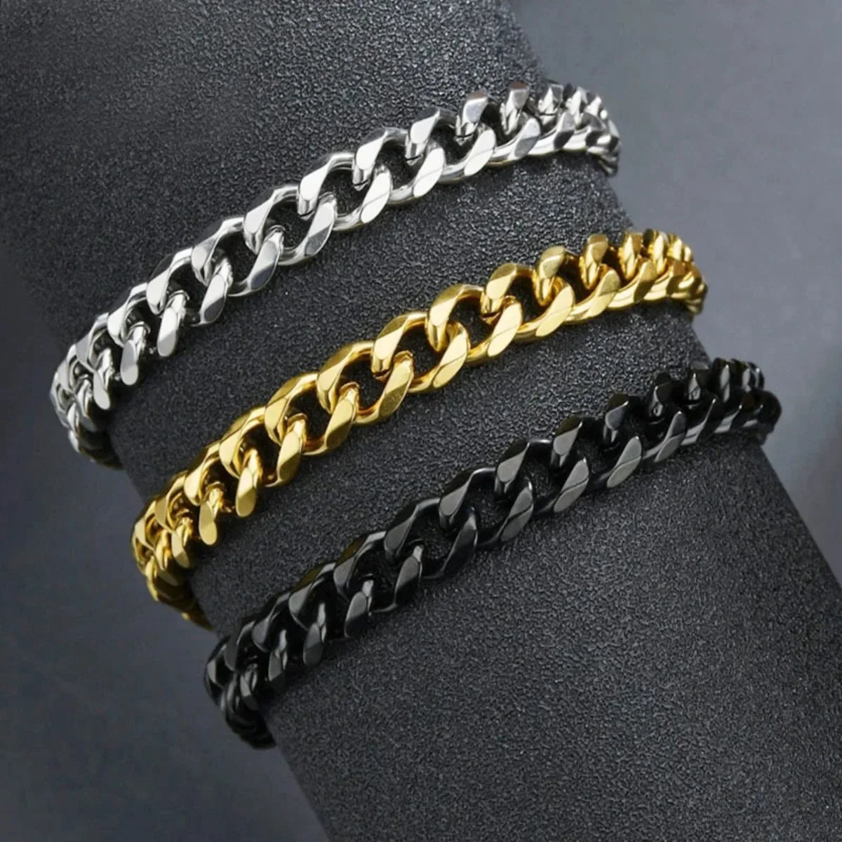 Fashion Stainless Steel Men Curb Cuban Chain Bracelets Women Bracelet on Hand Unisex Wrist Hand Jewelry