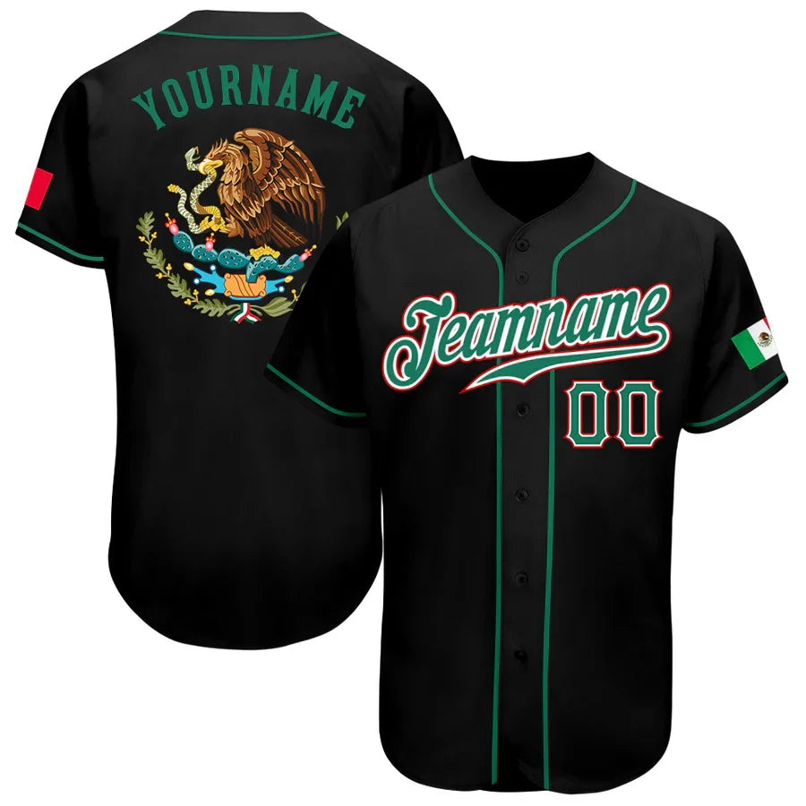 Mexico Flag Badge Baseball Jersey Men's Women's Short Sleeve Jersey Men's Oversize Streetwear Short Sleeve Sports