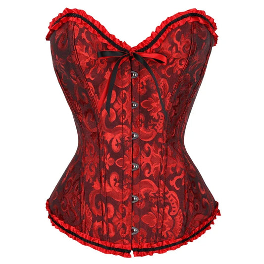 Women's Sexy Corsets Bustier Floral Lace Tops Shapewear Burlesque Vintage Corset Gothic Satin Lingerie