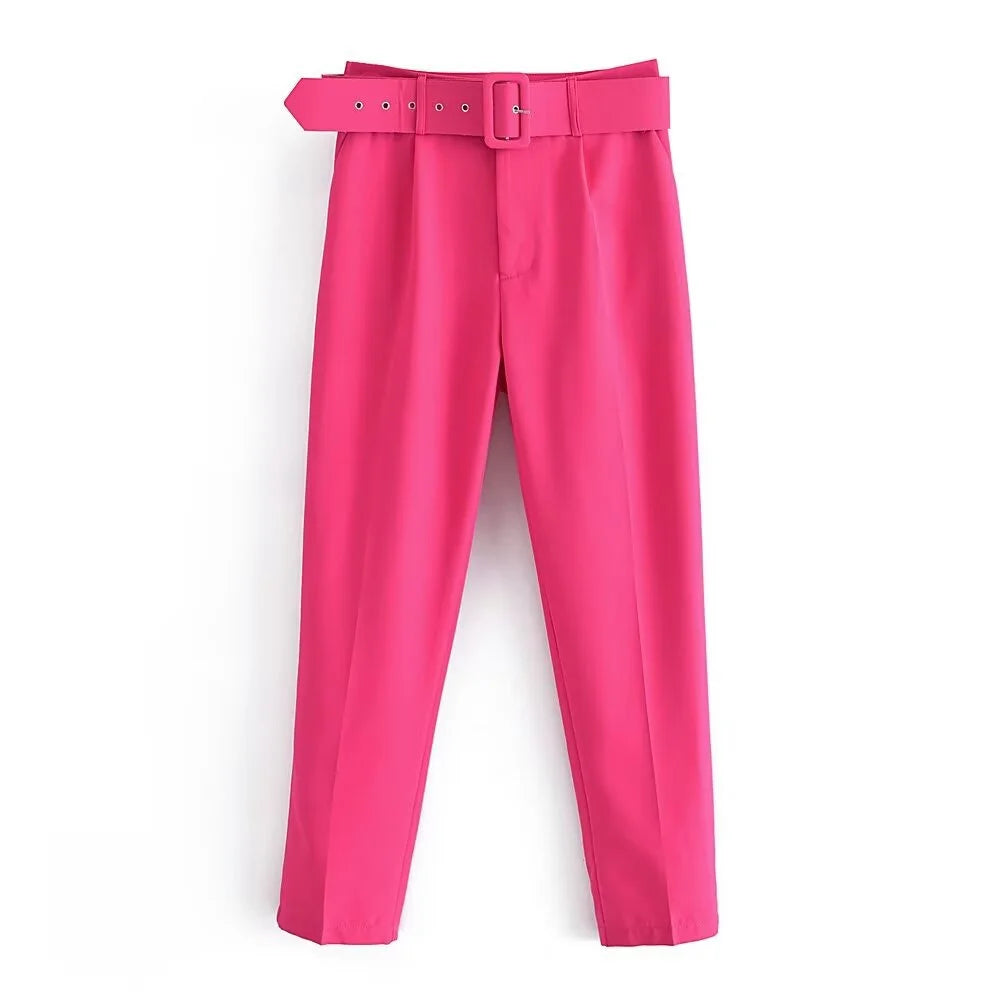 Casual Women's Wear Simple Fashion Solid Color Suit Top Straight Pants Set Two Piece Set Blazer Pants