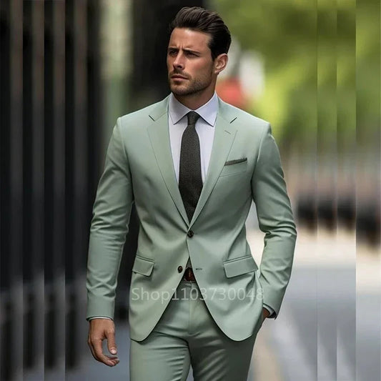 2 Piece Formal Wedding/Business Men Suits High Quality Fashion Notch Lapel Blazer Pants Slim Fit Groom Party Tuxedos