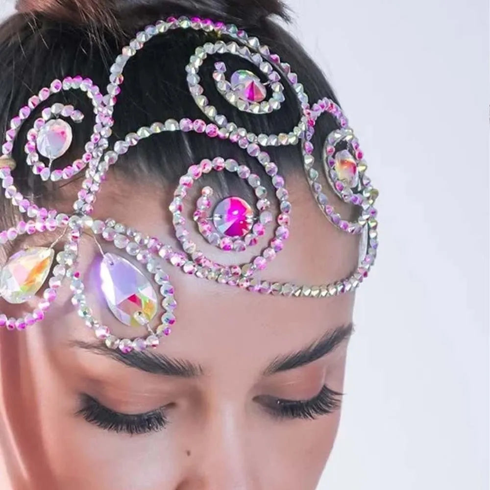 Color Rhinestone Headpiece  Tiara  Hair Piece Crystal