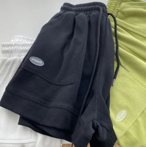 Women's comfortable loose wide-legged drawstring pants Slim Waist Slim fit casual home versatile sports shorts