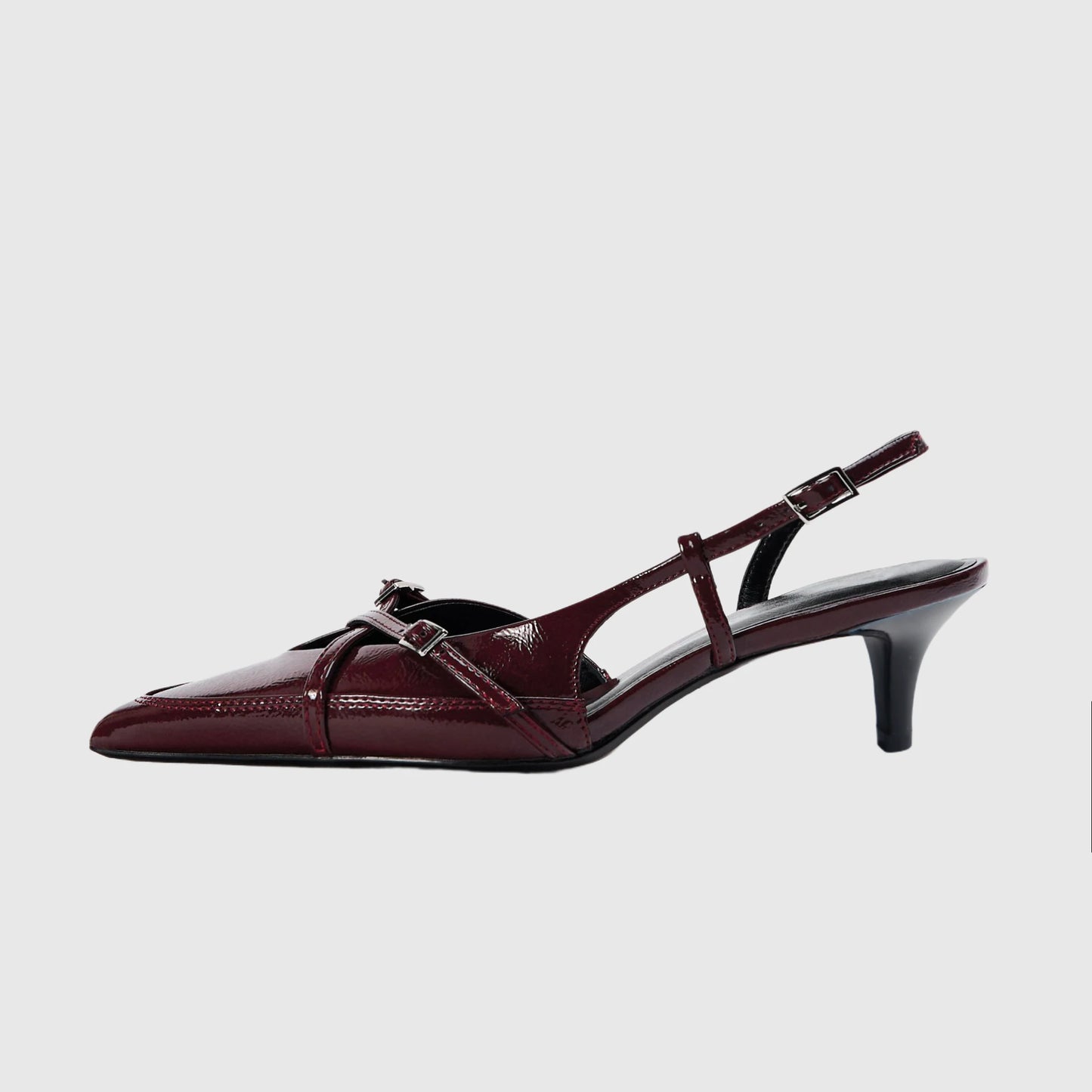 Sexy Women's High Heels Pumps Shoes Sandals Slingbacks Patent leather Pointed Toe Party Wedding Shoe Office Black
