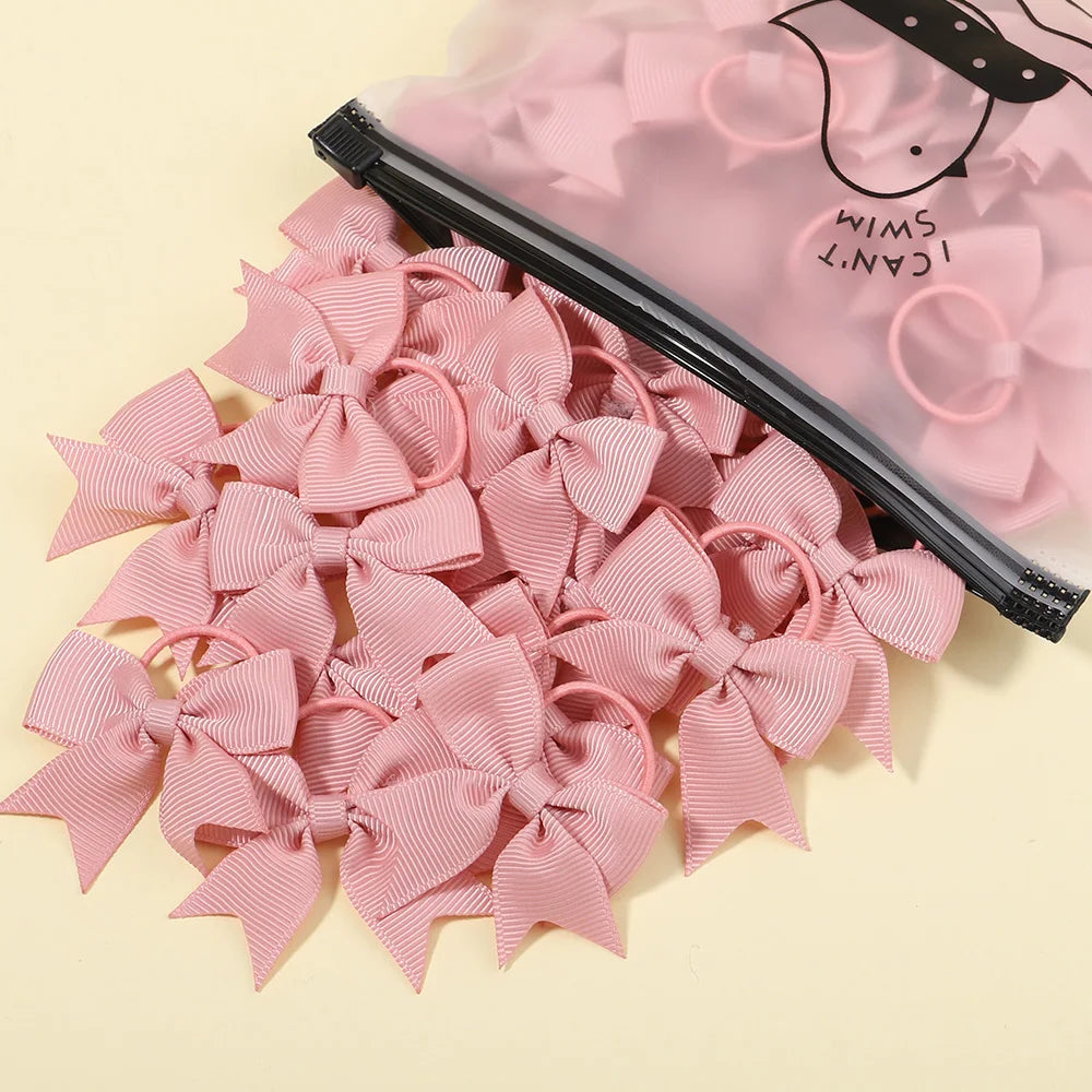 5/10/20Pcs Mini Solid Bows Elastic Hair Bands Small Rubber Band Hair Rope Ponytail Holder Headwear Hair Accessories