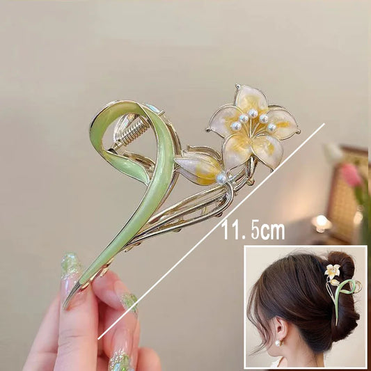 Flower Hair Claw Clip Ponytail Grab Hair Clips Shark Clip Woman Hairpins For Girl Hair Accessories Headdress