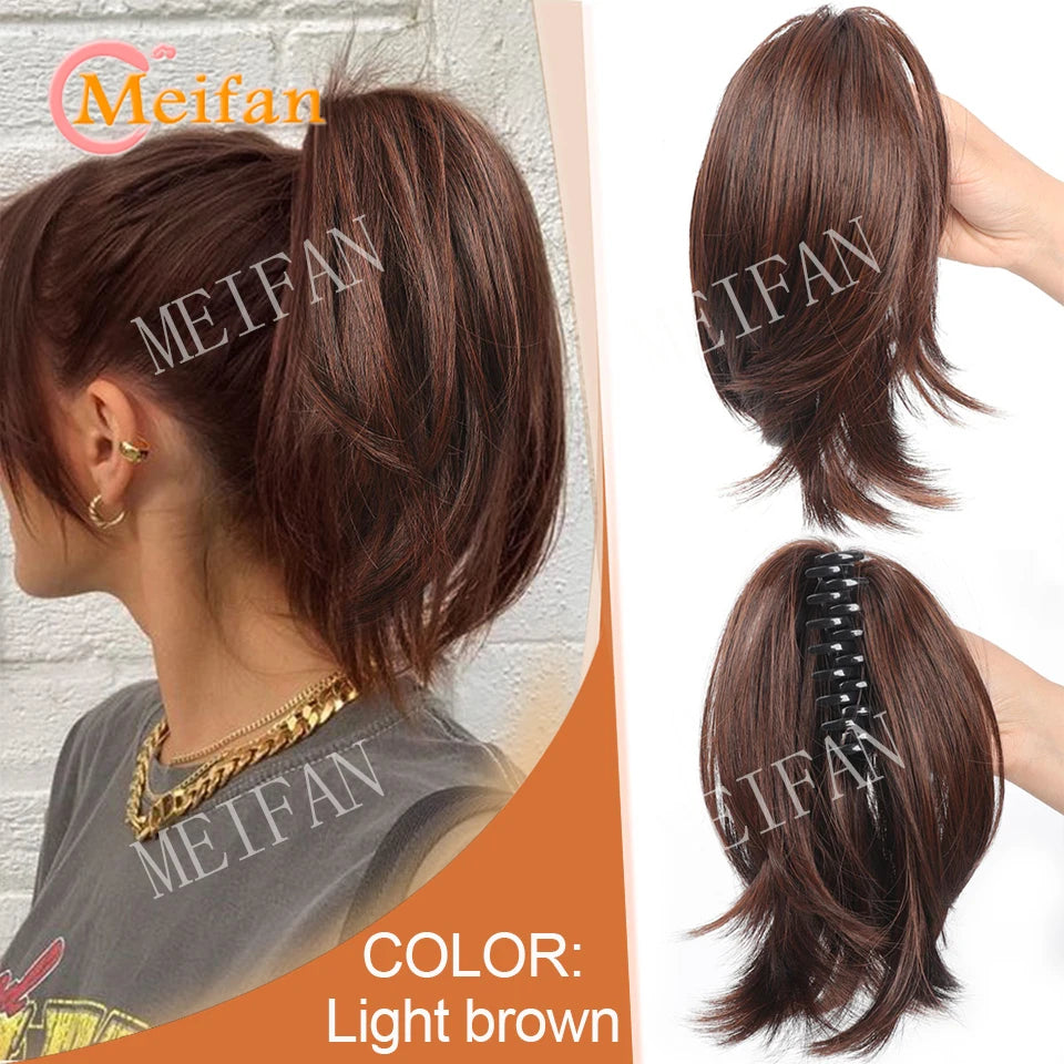 Synthetic Straight Claw Clip Chignon Fluffy Donut Messy Hair Bun Clip in Hairtail Extensions Natural Hairpieces for Women