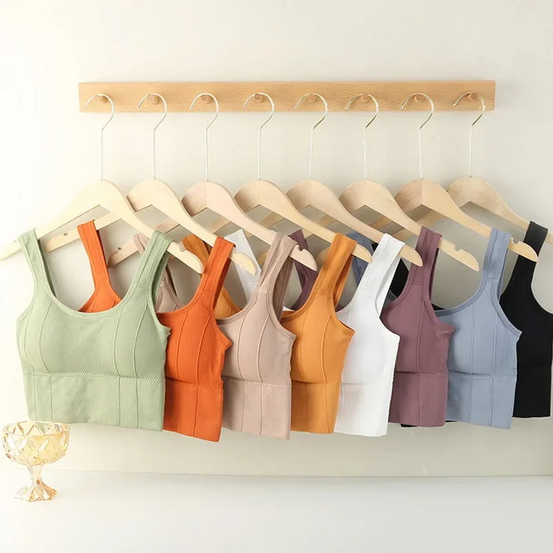 Tank Top Casual Ribbed Crop Tops  Yoga Seamless Camisole