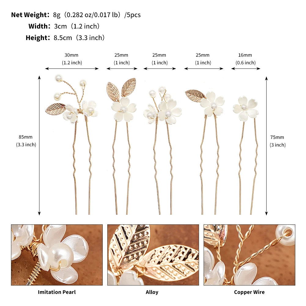 5pcs/pack Flower Clip Women Hair Clip Pearl Hair Comb Accessories Exquisite Hair Jewelry  Hairpin
