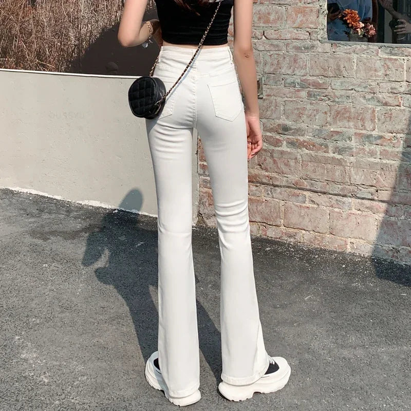 Flared  High Waist Denim Trousers