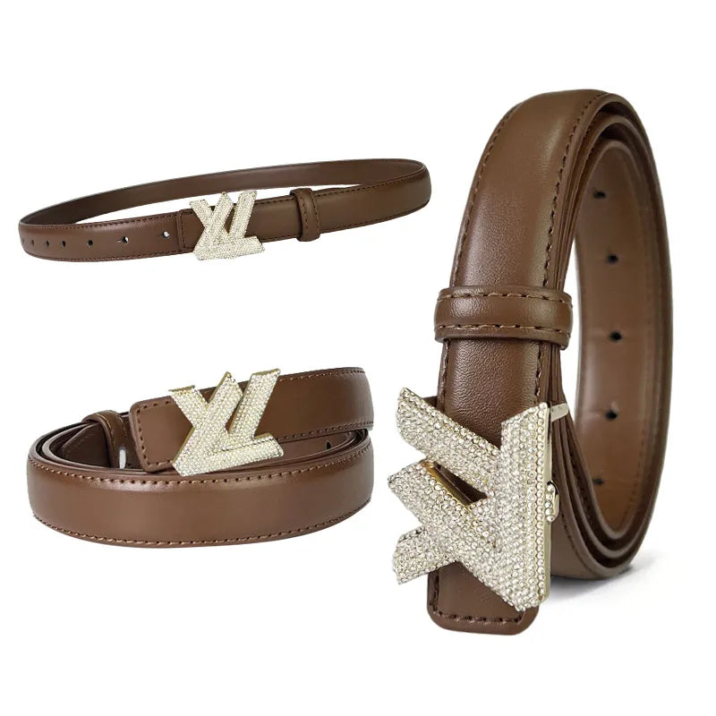 Women's high-end fashion letter belt versatile casual  rhinestone adjustable women's belt light luxury