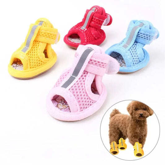 4PCS/set  Non-slip Summer Dog Shoes Breathable Sandals for Small Dogs Pet Dog Socks Sneakers for Dogs Puppy  Shoes Boots