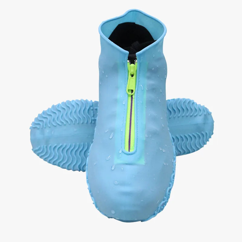 Waterproof Zipper Silicone Shoe Cover Rain Boots Unisex Outdoor Solid Non-Slip Wear-Resistant Reusable Shoe Cover