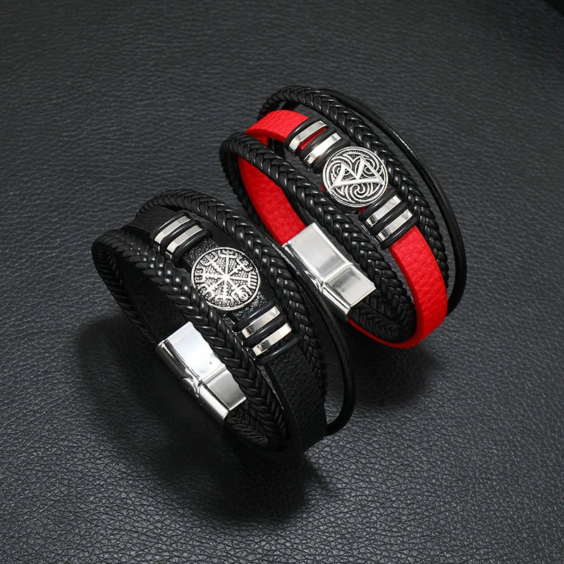 Tree Male Unique Design Trendy Vintage Cuff Men Bracelets PU Leather Bracelets Bangles for  Men Jewelry