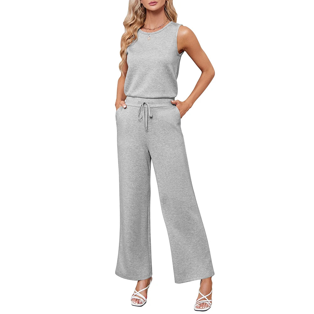 Women Summer Dressy Romper Casual Cotton Blended Crew Neck Romper Solid Color with Pockets Daily Outfit