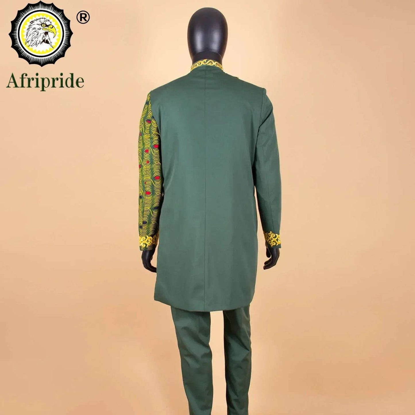 African Style Suits for Men Embroidery Print Blazer and Pants Set Business Dress Suit with Kerchief Party Wedding Evening