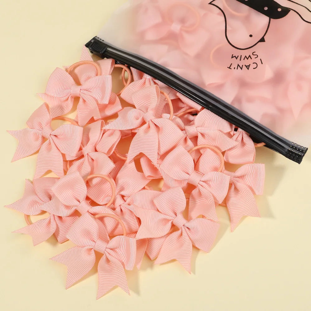 5/10/20Pcs Mini Solid Bows Elastic Hair Bands Small Rubber Band Hair Rope Ponytail Holder Headwear Hair Accessories