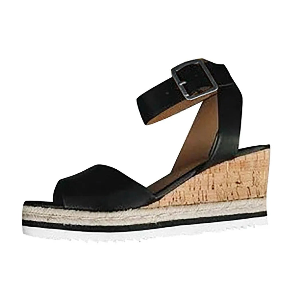 Slip On Shoes For Women Sandals Wedges Sandals Retro Roman Women's Ladies Women's  Shoes Straps Dress Heeled Sandals