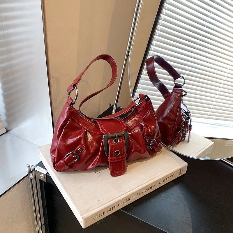 Spring Hot Selling Maillard Style Retro Style Small Bag Wasteland Style Vintage Leather Shoulder Armpit Bag