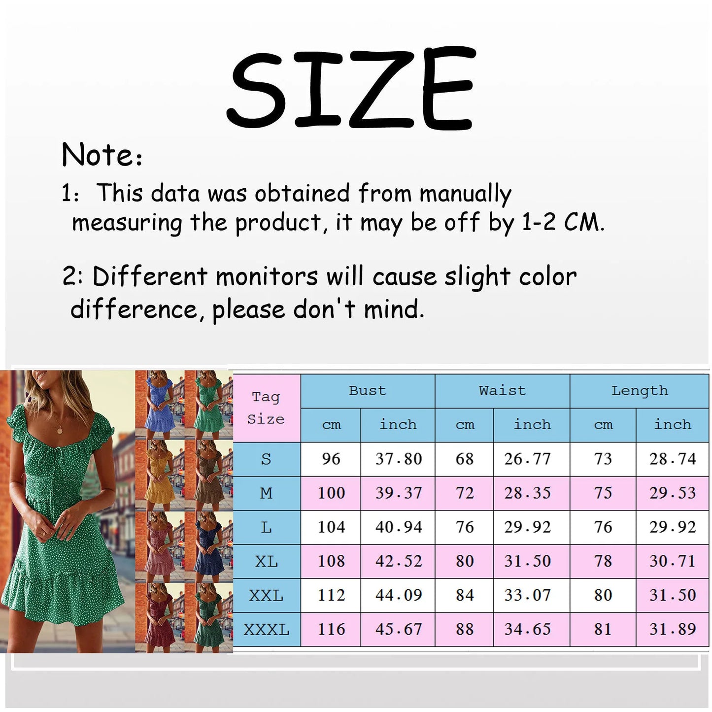 Vintage Casual Short Sleeve Bohemian Beach Dress Women's Sundress Summer Sexy Green Floral Print
