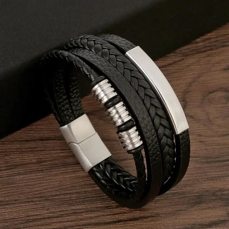 Classic Men's Leather Bracelet  Style Hand-woven Multi-layer Combination Accessory Fashion Man Jewelry