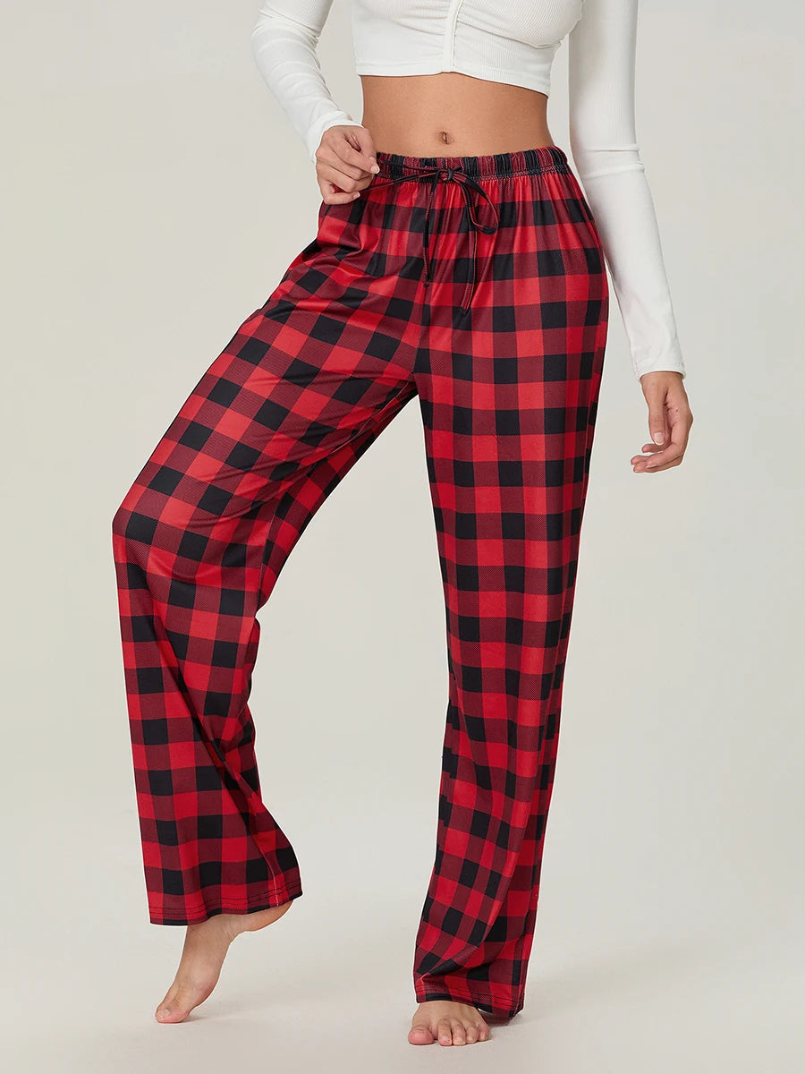 Vintage Pajama Pants  Elastic Waist Lounge Sleepwear Trousers with Pockets