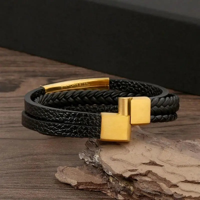 Classic Men's Leather Bracelet  Style Hand-woven Multi-layer Combination Accessory Fashion Man Jewelry