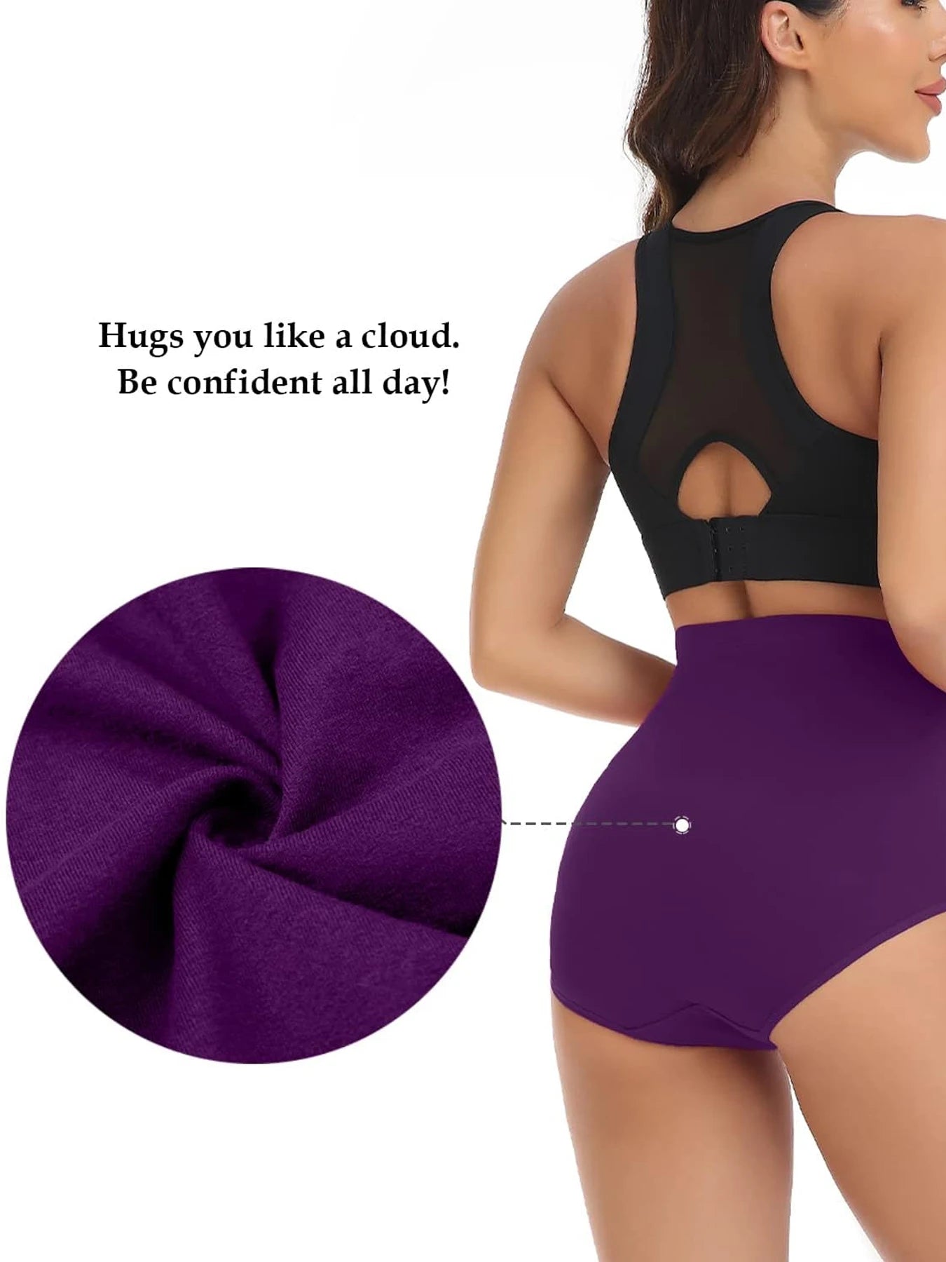 4PCS high waisted panties, solid color underwear, slightly shaping shapewear