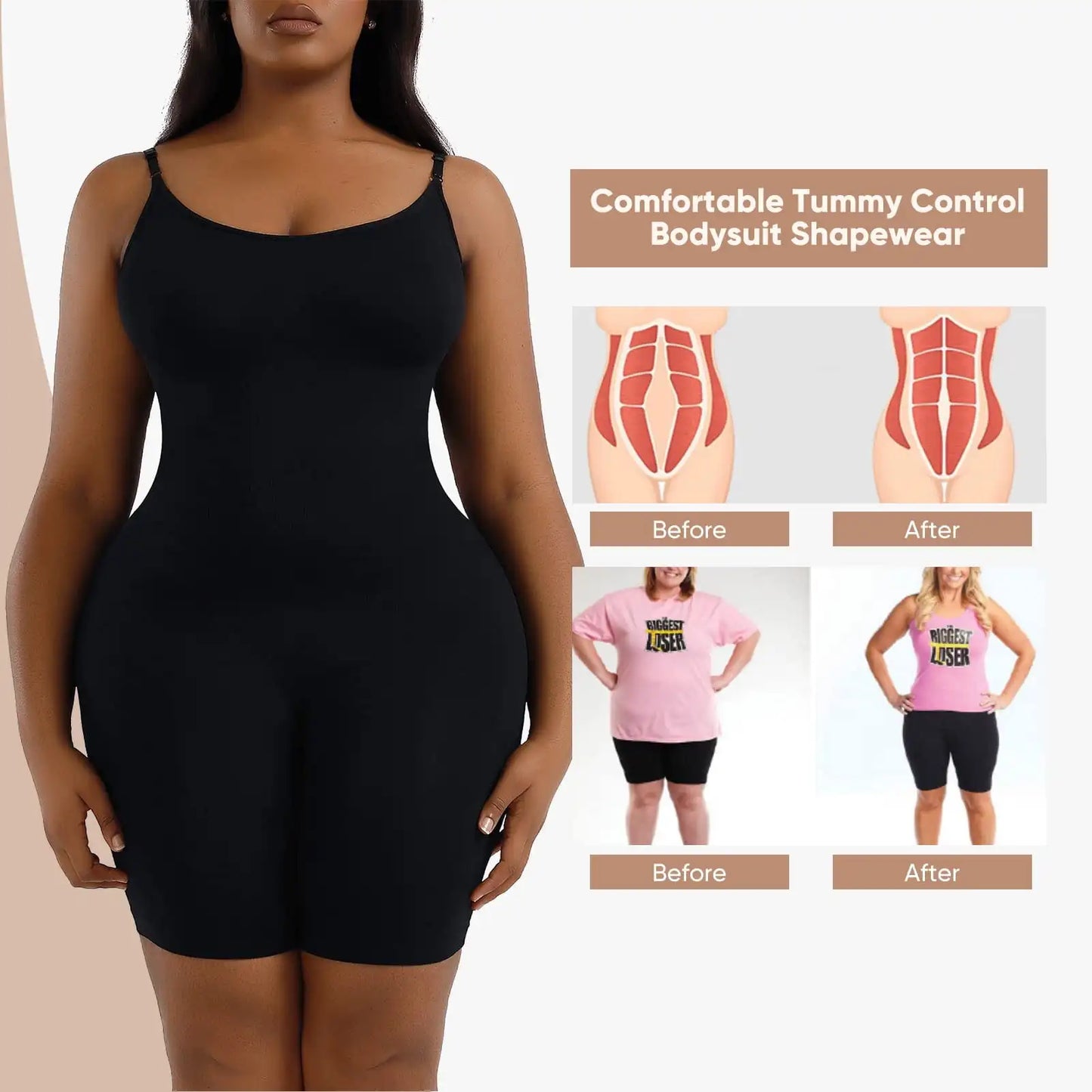 Seamless Shapewear Tummy Control Body Shaper Comfortable for Women Under Dress Thigh Slimmer Bodysuit Girdle