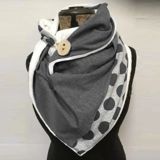 Winter Women's Floral Print Thick Warm Scarf – Windproof Double-Layer Buttoned Wrap