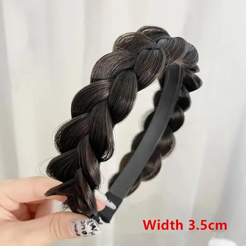 Wig Twist Headbands For Women Wide Fishbone Braids Hairbands Handmade Retro Head Hoop Hair Styling Headwear Accessories