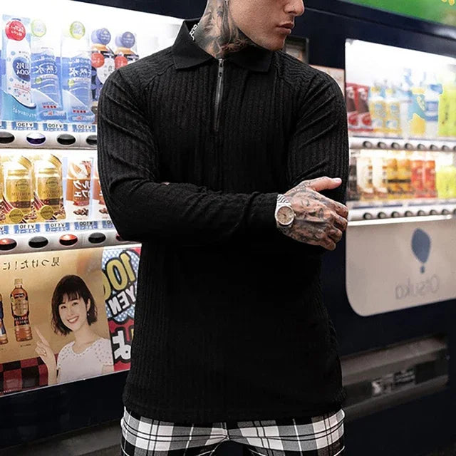 Spring Fashion Hooded Sweaters Men Casual Turtleneck Sweaters Slim Fit Sports Pullover