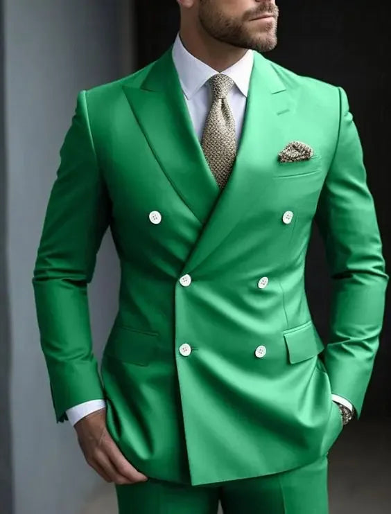 Double Breasted Men's Suits Six-buttons 2 Piece Set Blazer Pant Custom Made Wedding Tuxedos Male Prom Party Suits