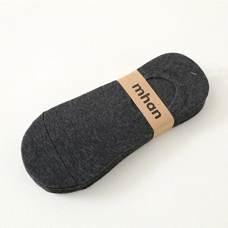 5Pair / Lot Fashion Happy Men Boat Socks Summer Autumn Non-slip Silicone Invisible Cotton Socks Male Ankle Sock Slippers