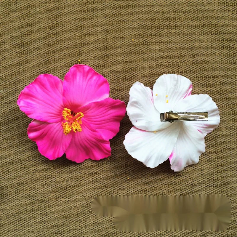 Bohemian Style Hibiscus Flower Sweet Seaside Beach Resort Style Egg Flower Hair Clip For Women