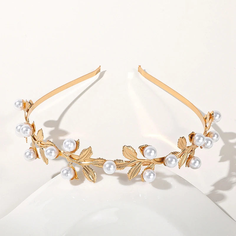 Gold Color Leaf Headband Headpiece Crown Tiara Headdress Goddess Greek Head Jewelry