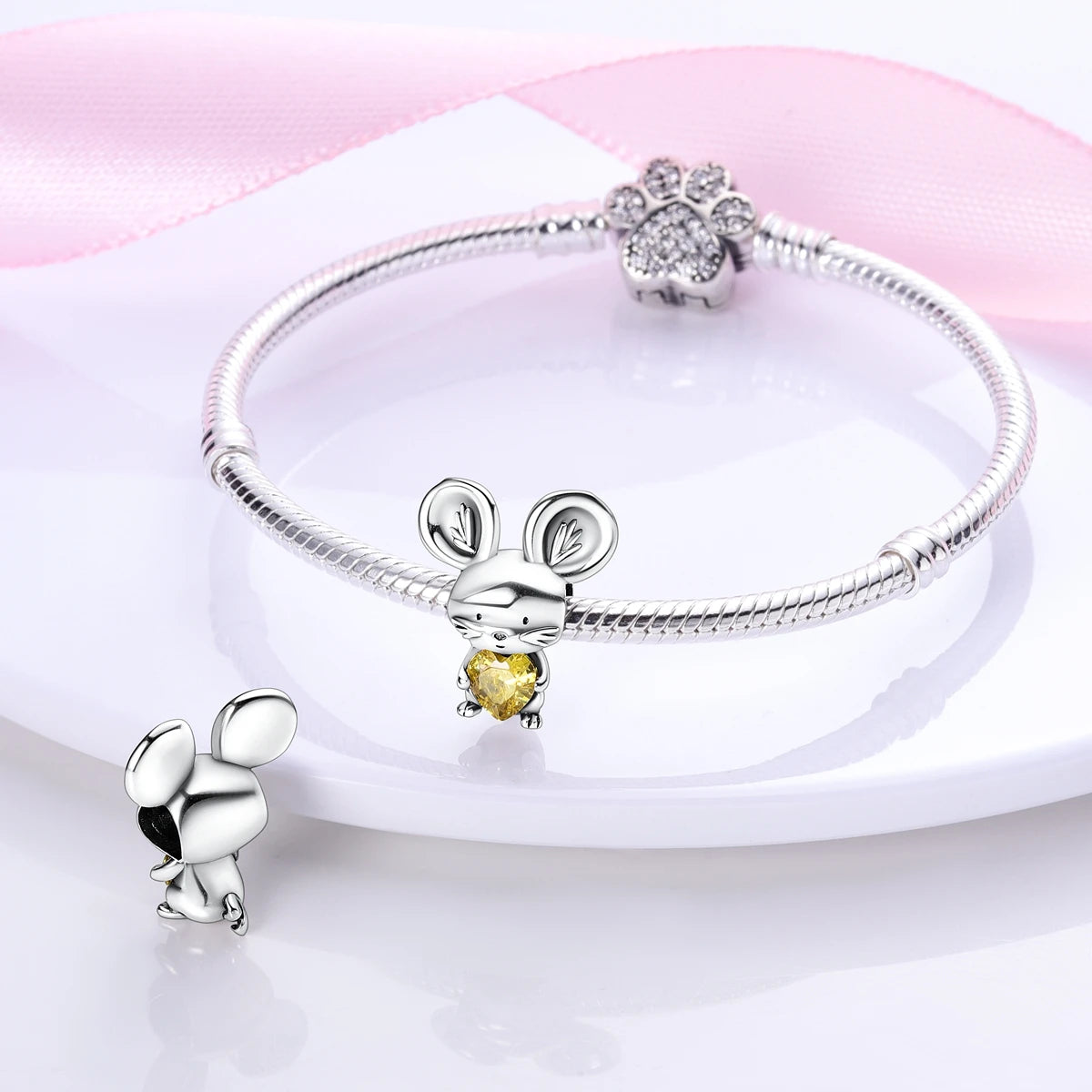 Hot Cute Animals Rat Pendant 925 Silver Bead Fit Original Pandora Bracelet