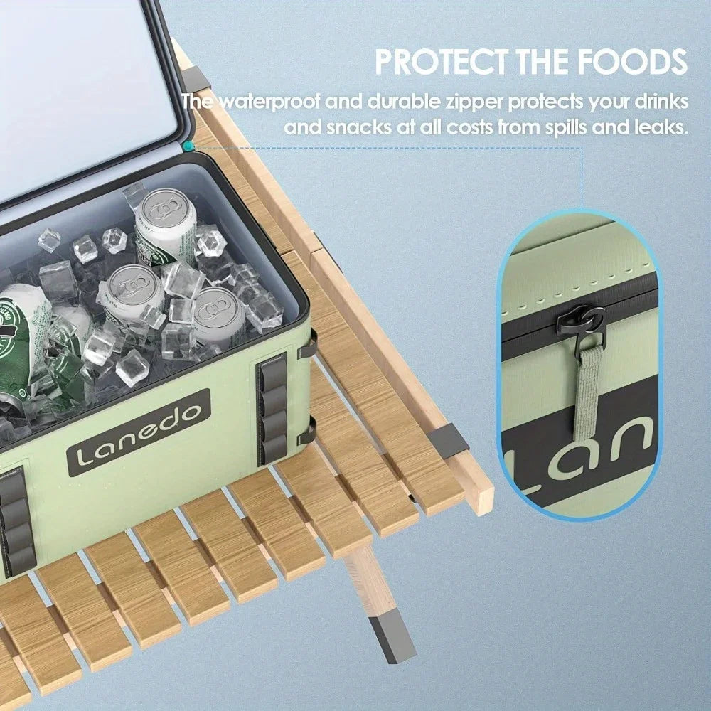 Soft Cooler 36 Can 25 Bottles, Insulated Bag Portable Ice Chest Box Floating Cooler Leak-Proof (Green)