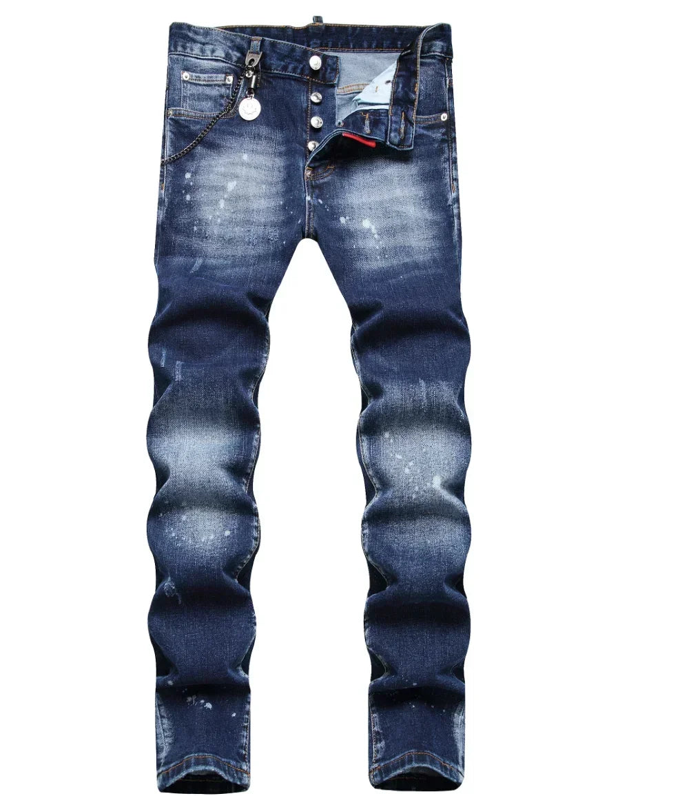 Skinny Jeans Luxury Brand Light Blue Holes Long Trousers Quality  Fashion Stretch Slim Pants Ripped Jeans