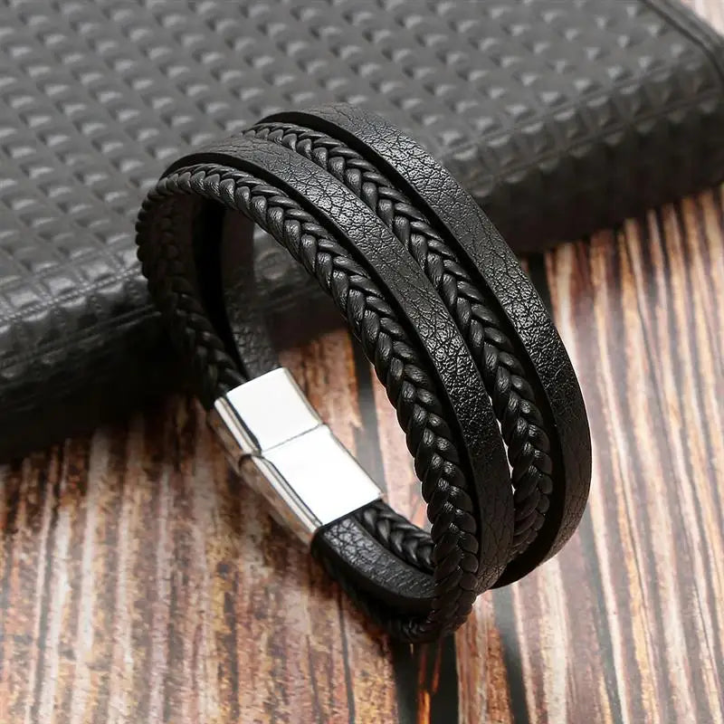 Classic Men's Leather Bracelet  Style Hand-woven Multi-layer Combination Accessory Fashion Man Jewelry