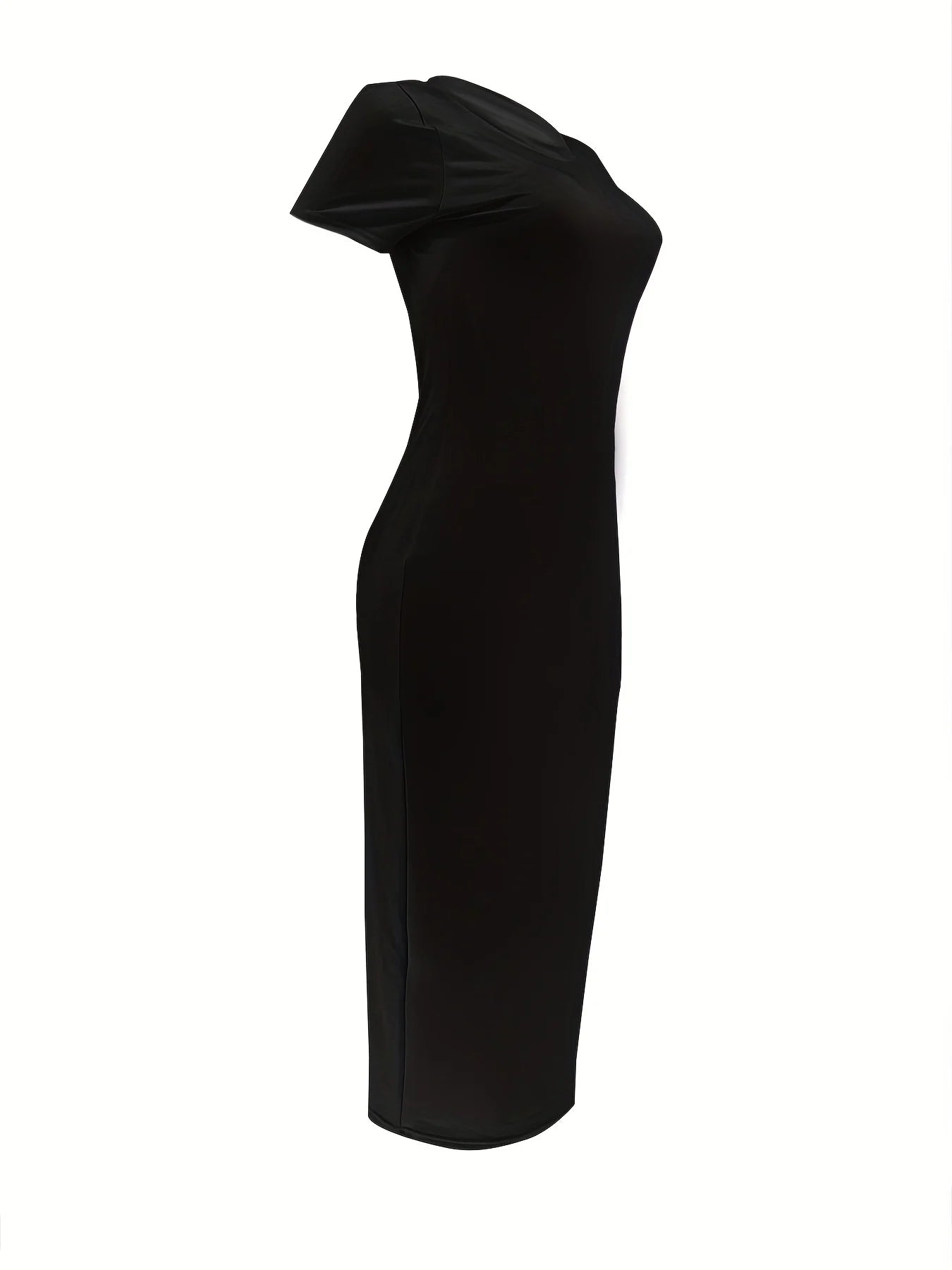 Women's T-shirt Long Dress Black Plus Size XS-5XL